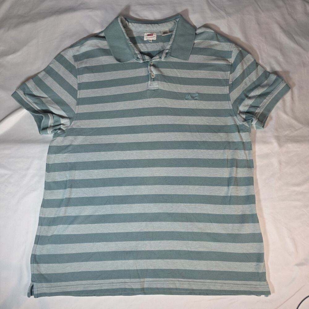 Levi's XL Green & Grey casual polo with embroidered logo mens Levi Strauss Sage